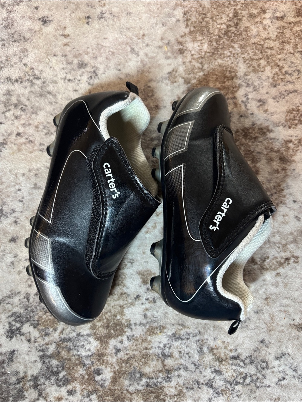 Carter's Black and Silver toddler Boys' Cleats size: 10